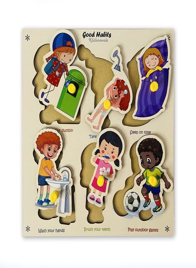 Khilonewale Kid's Wooden Good Habits Puzzle Games and Learning Educational Board for Kids - Image 5